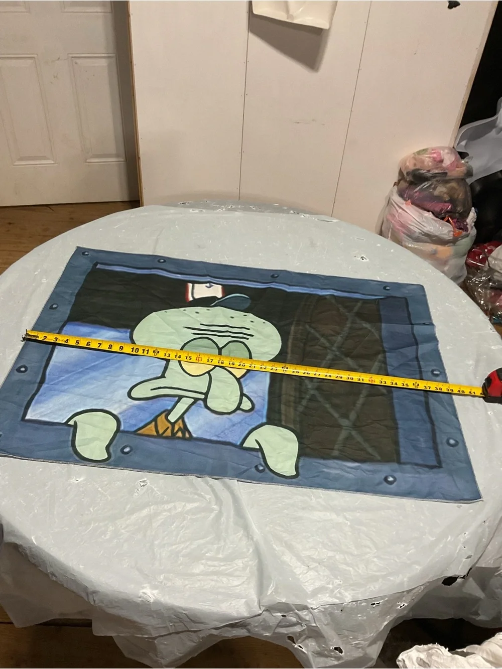 Squidward Graphic Throw Blanket - Blue Cartoon Design